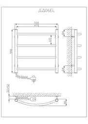 Електрична рушникосушарка Kosser Дуга 500x500/4 EL рег. ДД06ЕL, Хром, Ліве - мініатюра 4