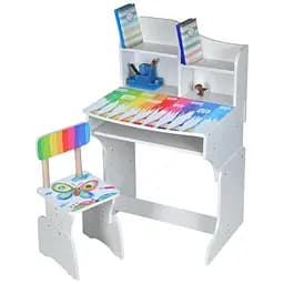 Дитяча парта DSM M 904-8 для навчання вдома і в школі з полицею для зберігання ергономічна біла