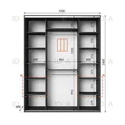Шафа-купе Idea серія 3 190 x 60 x 240 см Антрацит - мініатюра 2