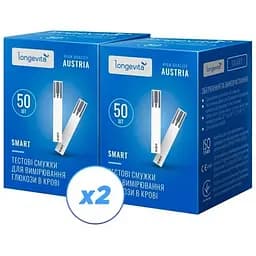 Тест-полоски для глюкометра Longevita Smart 100 шт. (2 уп. х 50 шт.)