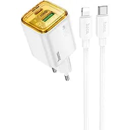 МЗП Hoco N53 Monsoon PD30W+QC3.0 (1USB-A/1C) + кабель Type-C to Lightning White