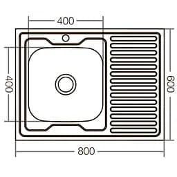 Кухонна мийка накладна Zerix Z8060L-06-160E satin ZX1616, Нержавіюча сталь - мініатюра 3