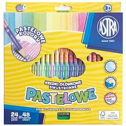 Карандаши цветные двусторонние Школярик Пастельные с точилкой 48 цветов (312120005-UA)