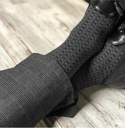 Шкарпетки з принтом клітки високі безшовні якісні ORGANIC cotton JILL ANTONY Чорний, 42-43 - мініатюра 3