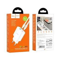 Адаптер мережевий Hoco Type-C to Lightning Cable Lineal C95A |1USB/1Type-C, PD/QC, 20W/3A| - мініатюра 2