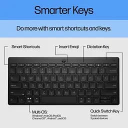 Клавіатура мембранна 350 Compact Multi-Device, 78key, BT, EN/UK, чорний HP teh0013842 - мініатюра 6