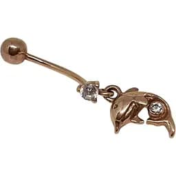 Золотая серьга-пирсинг Dear Дельфин с фианитом. 7013.1