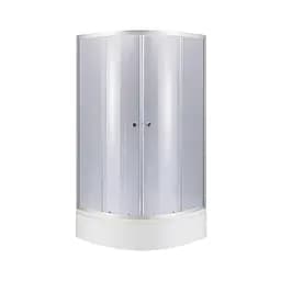 Душевая кабина Latwa SC80x80.SAT.MID. GR полукруглая, стекло тонированное 4 мм + душевой поддон Kapielka ST80x80x26, с панелью Lidz, универсальная, тонированная