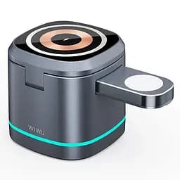 БЗП Wiwu Wi-W024 3 in 1 wireless charger Grey - мініатюра 2