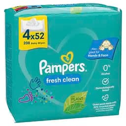 Уцінка. Набір дитячі вологі серветки Pampers Fresh Clean 208 шт. (4 упаковки по 52 шт.) - мініатюра 4