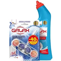 Набір побутової хімії Galax das Power Clean Для чищення унітазу Ультра блиск 750 г + Туалетний блок Океан 55 г (9200000987528)