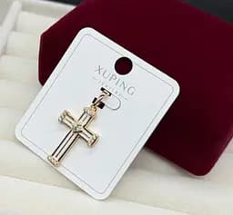 Хрестик медичне золото Xuping біжутерія підвіска подарунок гіпоалергенний кулон хрест із кристаліками