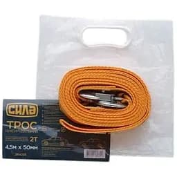 Трос буксировочный Сила 4.5 м х 50 мм 2 т крюк пакет 