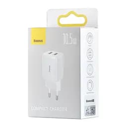 Мережевий зарядний пристрій Baseus Compact Charger 2U 10.5W EU Білий - мініатюра 2