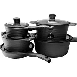 Набор кастрюль казанов с сотейником и сковородой Edenberg EB-9185 с крышками 10 предметов Черный