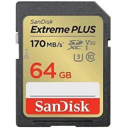 Карта пам'яті SanDisk 64GB SD class 10 UHS-I Extreme PLUS (SDSDXW2-064G-GNCIN)