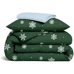 Комплект постільної білизни Cosas Snowflakes forest CS2 Підлітковий фланель зелений (Flannel_SnowflakesForest_El90-41Skyer_155)
