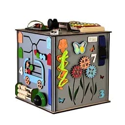 Развивающая игрушка Temple Group Бизикуб TG3461117500, 30х30х30 см серая