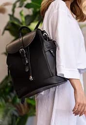 Шкіряний жіночий рюкзак Олсен чорний краст