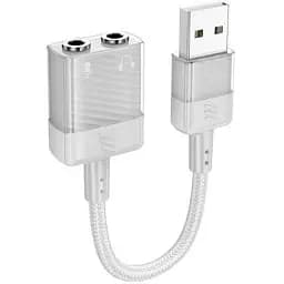 Зовнішня звукова карта Hoco LS37 Spirit 2 in 1 USB to 3.5 мм transparent external for earphones