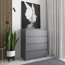 Комод Vays R-4 Антрацит, на 4 ящика без ручек, ЛДСП 80×40×98 см - для дома, офиса, гостиной, спальни