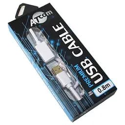 Кабель USB 2.0 AM - USB AF, 0.8 м, белый, Atcom Premium (13424)