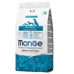 Сухой корм Monge Dog All breeds Hypoallergenic, для взрослых собак всех пород, лосось с тунцом, 2,5 кг