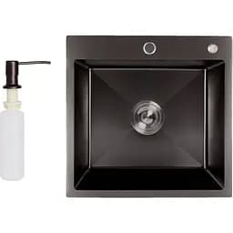 Мийка для кухні Lidz Handmade H5050B інтегрована PVD 3.0/1.0 мм Brushed Black (LDH5050BPVD43619)