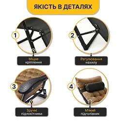 Розкладне крісло ліжко з оксамитовим матрацом LEOBRO Brown (LB-FCB-G4-BRN) - мініатюра 8