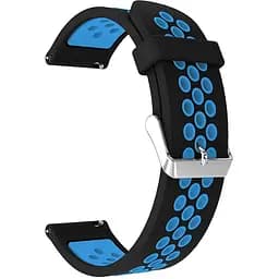 Ремінець силіконовий Boorui для годинника 20 мм Nike design чорний з синім