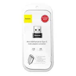 Перехідник Baseus USB Male To Type-C Female 2.4A (CAAOTG-01)