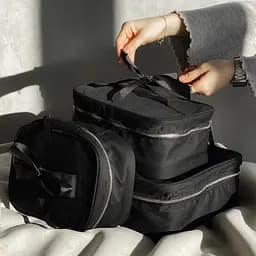 Набір бавовняних косметичок ORGANIZE з бантиком (чорний)