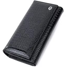 Лакований шкіряний гаманець з блоком для кредитних карток ST Leather 22683 чорний