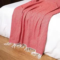 Плед бавовняний Vladi Валенсія Антоніо 140х200 біло-червоний