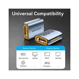 Перехідник HDMI F to HDMI F 8K Aluminum black Vention (AIUH0) - мініатюра 5
