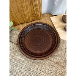 Тарілка 24 см керамічна (глиняна) різьблена Декор