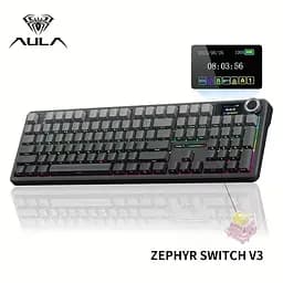 AULA F108PRO — бездротова ігрова механічна клавіатура (повнорозмірна), Чорний - мініатюра 2