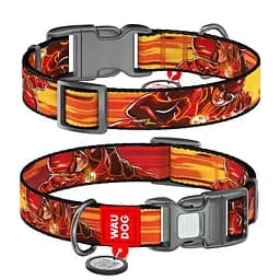 Ошейник для собак нейлоновый Waudog Nylon с QR-паспортом "Скорость Флеша" пластиковый фастекс M Ш 20 мм Дл 28-40 см