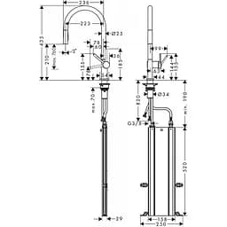 Змішувач Hansgrohe Talis 210 2jet кухонний з витяжним виливом Sbox 72801670 Black Matt Чорний матовий - мініатюра 6