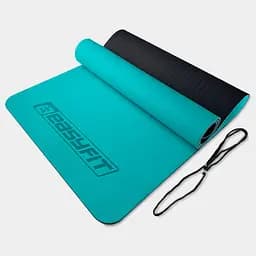 Коврик для йоги и фитнеса TPE+TC 6 мм двухслойный мятный-черный EasyFit fit0025085