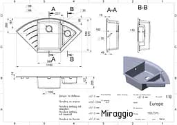 Кухонна мийка Miraggio EUROPE gray (0000014) Граніт, Врізна, Сірий - мініатюра 2