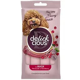 Ласощі кремові для собак Delickcious з качкою та додаванням журавлини 60 г (4х15 г)