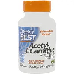Ацетил L-Карнітин Doctor's Best Acetyl-L-Carnitine with Biosint 500 мг 60 гелевих капсул