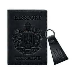 Подарунковий набір шкіряних аксесуарів з українською символікою темно-синій - мініатюра 7