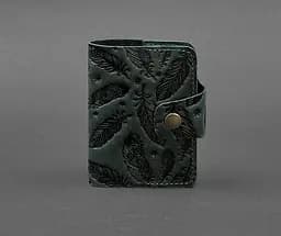 Кожаный кард-кейс 7.1 (Книжечка) зеленый с перьями Crazy Horse