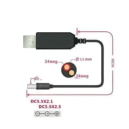 Підвищуючий USB перетворювач напруги DC 5 в 12 вольт, 0.75 Ампер, штекер 5.5x2.1мм (100925) - мініатюра 4
