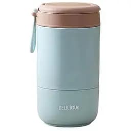 1 комплект термоизоляционной чашки для молока с ручкой для переноски объемом 680 мл (голубой)