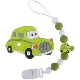 Прорезыватель для зубов Bambi Машинка WD210715 с силиконовыми бусами салатовый