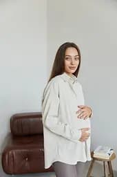 Сорочка вельветова для вагітних та годуючих мам Varna розмір XXL-3XL Lullababe Айворі - мініатюра 5