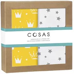 Пелюшки дитячі багаторазові Cosas Y&G Crown 2 шт 80х100 см (Бязь_КороныЖелт_ЗвездопадСБ)